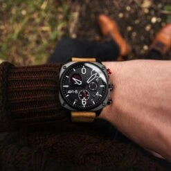 AV-8 HAWKER HUNTER Watch Black Face/Brown Strap -Men Clothing Store av 8 hawker hunter watch black face brown strap 4