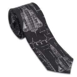 Blackbird Spy Plane Grey And Black Necktie