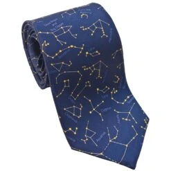 Constellations Dark Blue And Yellow Necktie