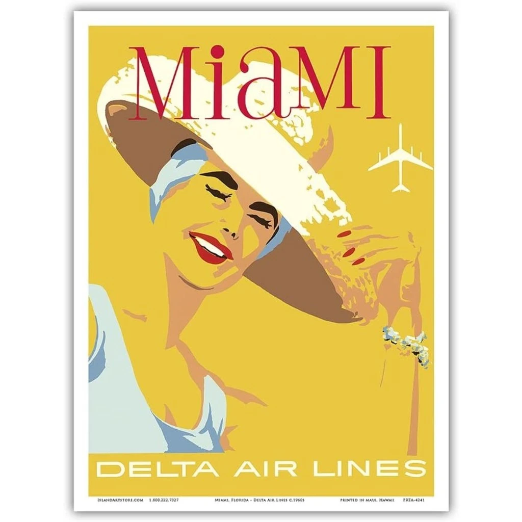 Delta Air Lines Miami, Florida Print 9x12 3 Delta Air Lines Miami, Florida Print 9x12