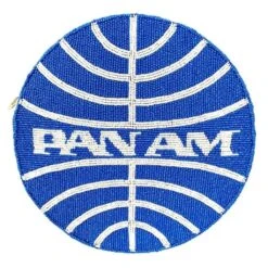 Pan Am Beaded Round Handbag W/Silver Chain