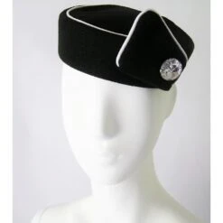 Elite Stewardess Pill Box Hat -Size M -Black