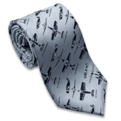 Fighter Planes Steel Gray And Blue Necktie