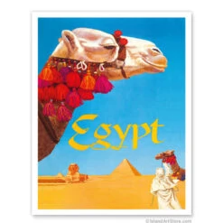 Fly To Egypt Camels Pyramid Print 9x12