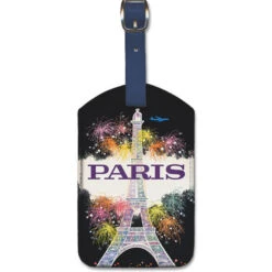Fly To Paris Eiffel Tower Fireworks Luggage Tag