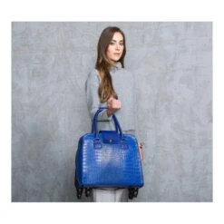 Harlequin Rolling Tote Blue Vegan Crocodile -Men Clothing Store harlequin rolling tote blue vegan crocodile 4