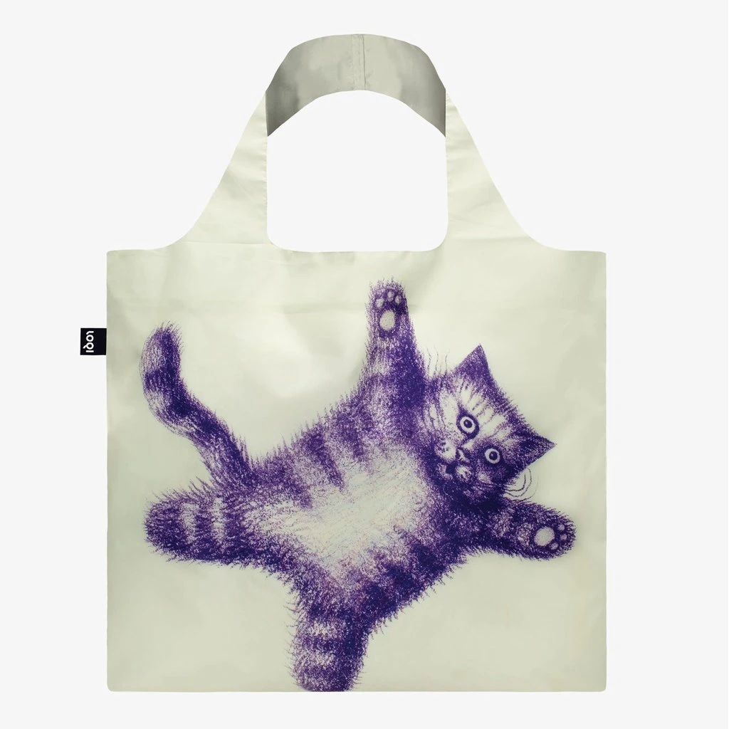 Loqi Flying Purr-ple Cat Reusable Tote Bag 3 Loqi Flying Purr-ple Cat Reusable Tote Bag