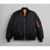 Mens MA-1 Flight Jacket - Black -Men Clothing Store mens ma 1 flight jacket black