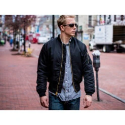 Mens MA-1 Flight Jacket - Black -Men Clothing Store mens ma 1 flight jacket black 4