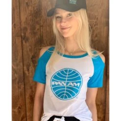 Pan Am Cold Shoulder Women's T-shirt -Men Clothing Store pan am cold shoulder womens t shirt 3