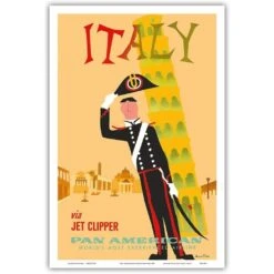 Pan Am Fly To Italy Via Jet Clipper Print 9x12