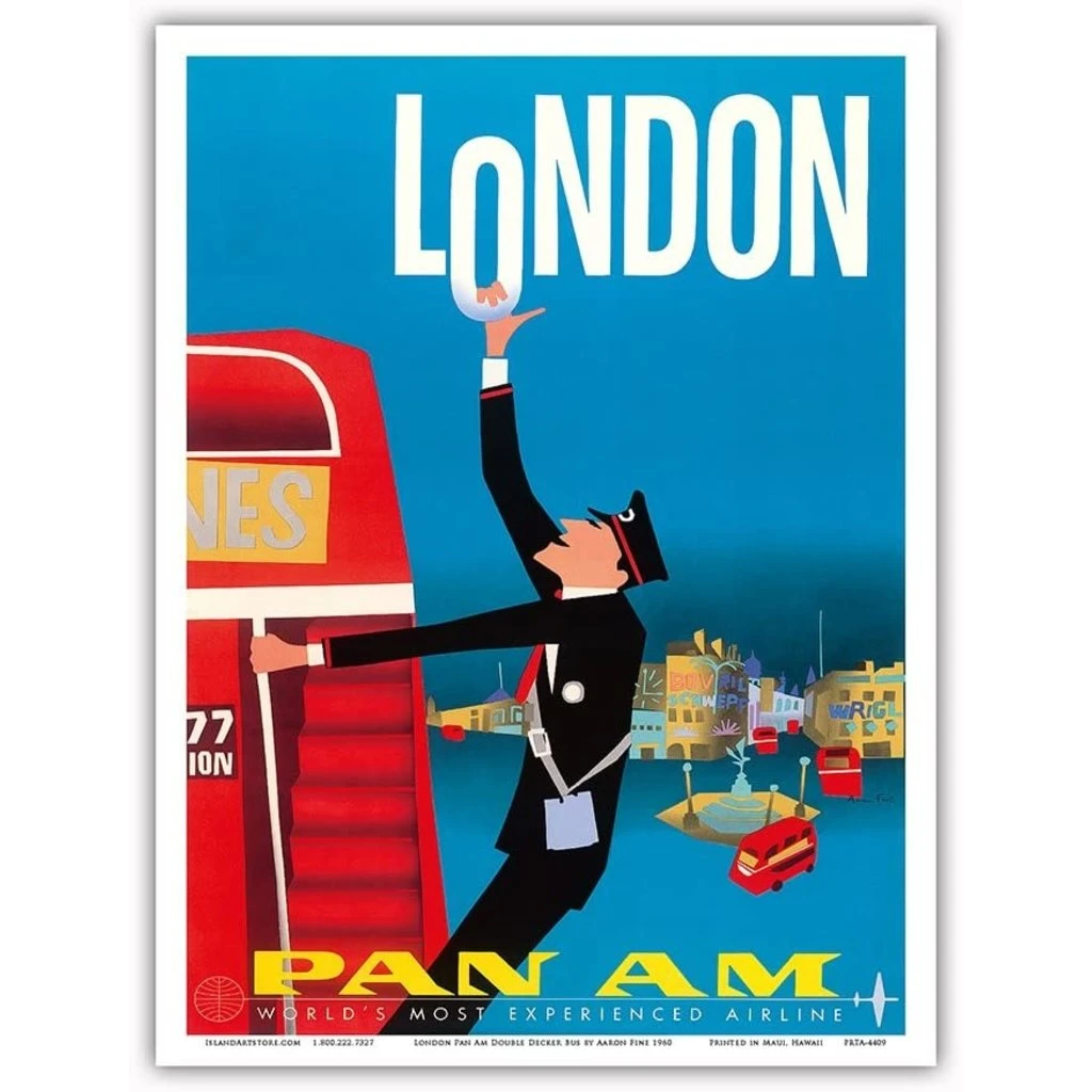 Pan Am London Double Decker Print 9x12 3 Pan Am London Double Decker Print 9x12