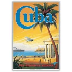 Pan Am Visit Cuba Havana Bay Print 9x12