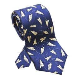 Paper Airplanes Blue And Ivory Necktie