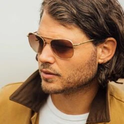 Randolph Aviator 23K Gold Sunglasses - American Tan -Men Clothing Store randolph aviator 23k gold sunglasses american tan 2