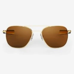 Randolph Aviator 23K Gold Sunglasses - American Tan