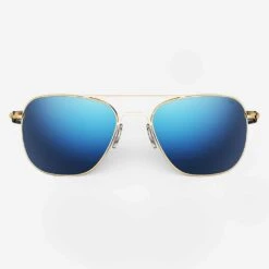 Randolph Aviator 23k Gold Sunglasses-Atlantic Blue