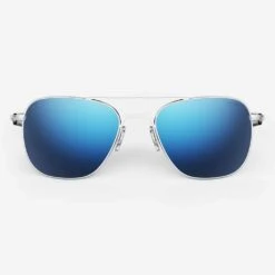 Randolph Aviator Matte Chrome Sunglasses - Blue Atlantic