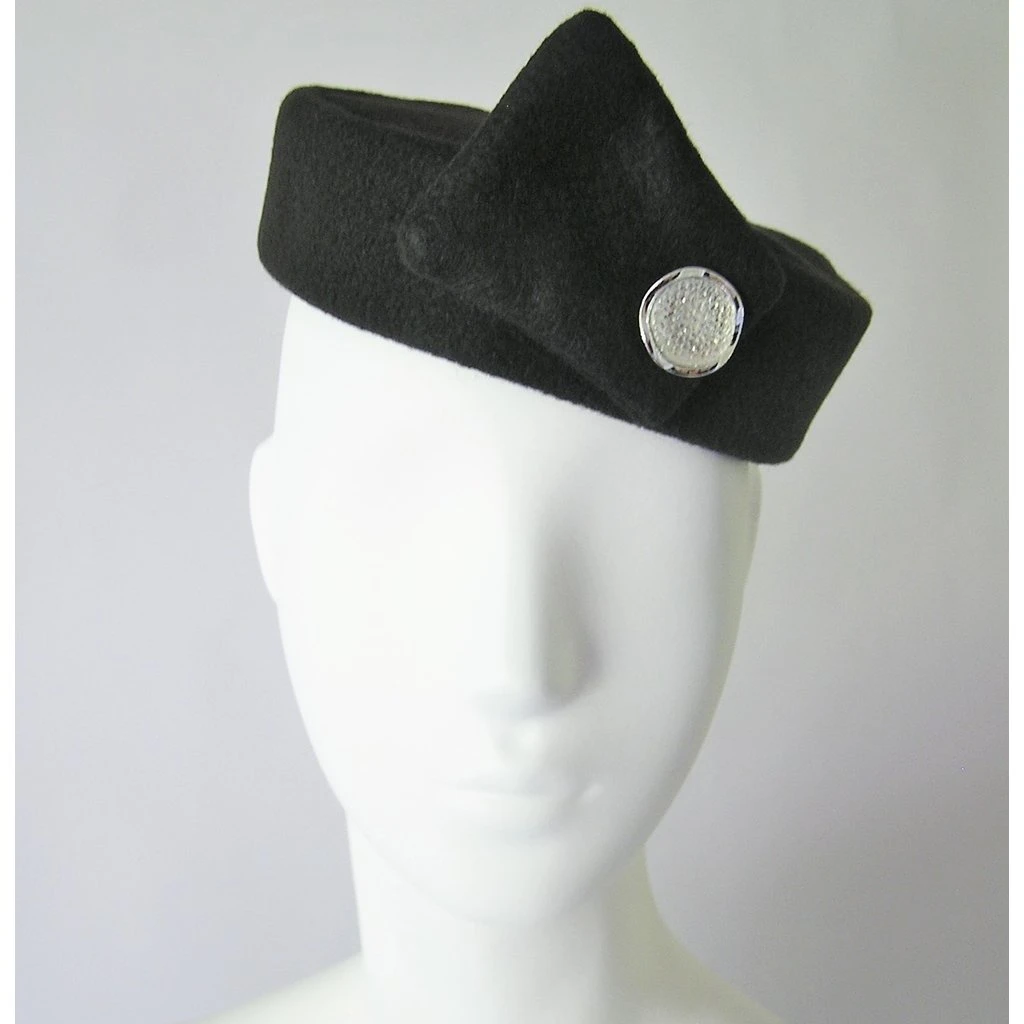 Stewardess Pill Box Hat -Size M -Black 3 Stewardess Pill Box Hat -Size M -Black