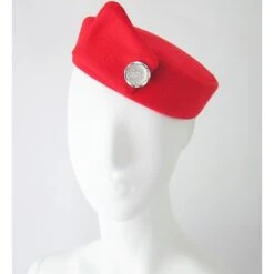 Stewardess Pill Box Hat -Size M -Red
