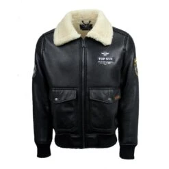 Top Gun® Insignia Bonded PU Bomber Jacket -Black