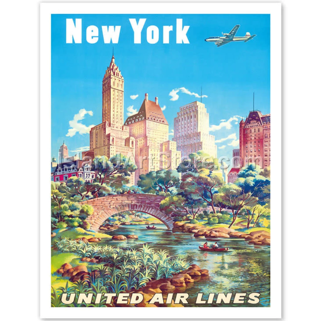 United Airlines Central Park New York Print 9x12 3 United Airlines Central Park New York Print 9x12