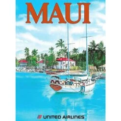 United Airlines Lahaina Maui Print 9x12