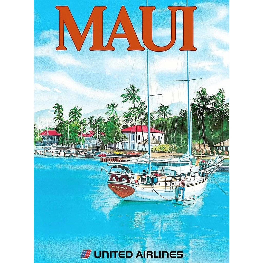 United Airlines Lahaina Maui Print 9x12 3 United Airlines Lahaina Maui Print 9x12