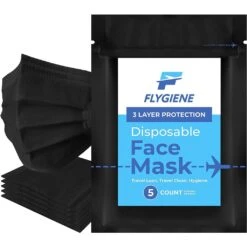 FLYGIENEDisposable Travel Face Mask 5 Count Black -Men Clothing Store wh1fg flygiene disposable travel face mask 5 count 2