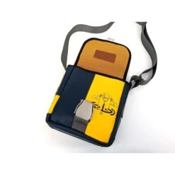 Mini Messenger BagRecycled Blue Airbus Leather And Life Vest Material -Men Clothing Store wh1macl mini messenger bag recycled blue airbus le 4