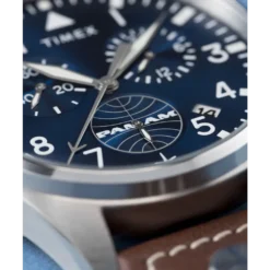 Timex X Pan Am Chronograph 42mm Leather Strap Watch -Men Clothing Store wh1tx timex x pan am chronograph 42mm leather stra 6
