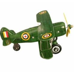 Collectible Tin Toy "Curtis" Green Biplane