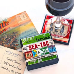 SEA-TAC Vintage Airport Coaster Set -Men Clothing Store whcr sea tac vintage airport coaster set 2