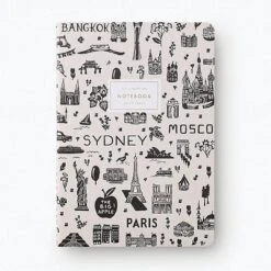 Bon Voyage Stitched Notebooks-Set Of 3 -Men Clothing Store whrp bon voyage stitched notebooks set of 3 2