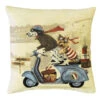 Dogs On Blue Scooter Tapestry Cushion Cover